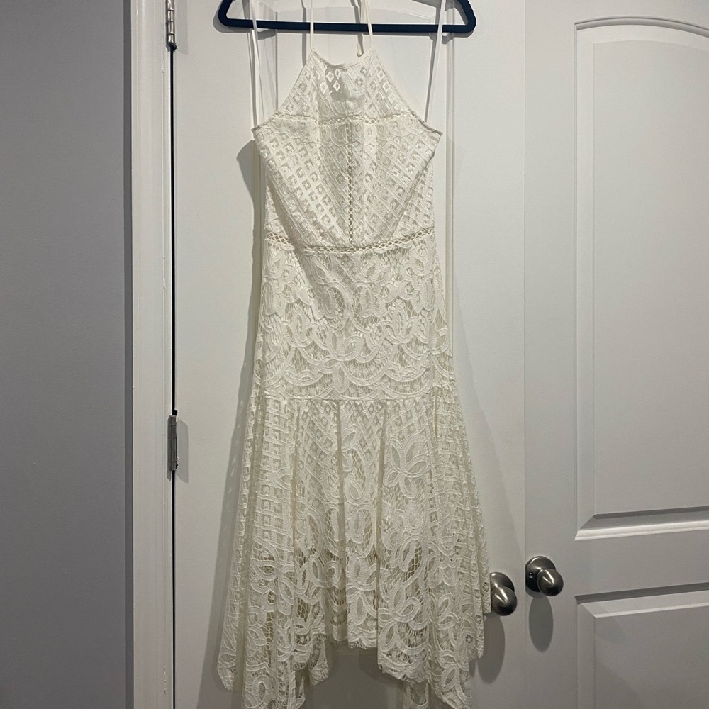 Parker White Lace Halter Dress, S
